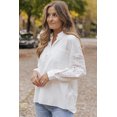 thumbnail image 4 of Women's White Lace Patch Chest Pocket Button-Up Shirt, 4 of 5