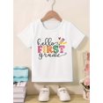 thumbnail image 1 of Girls' Back-to-School Season T-Shirt - Pastel "Hello FIRST GRADE" Graphic Tee - Soft Stretchy Cotton Shirt for Kindergarten Graduation - Machine Washable, Fun Print, Comfortable Fit, Casua, 1 of 1
