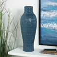 thumbnail image 2 of DecMode 24" Dimensional Textured Dark Blue Metal Vase with Wavy Pattern, 2 of 9