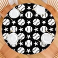 thumbnail image 2 of Black White Baseball Stars Pattern Round Fitted Tablecloth with Elastic Edge,Dining Table Cover Waterproof,Outdoor Round Tablecloth for Camping,Dining,Indoor and Outdoor, 2 of 7