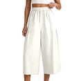 thumbnail image 3 of BUIGTTKLOP Capri Pants for Women High Waisted Cropped Lounge Pants Wide Leg Pleated Summer Capris with Pockets, 3 of 6