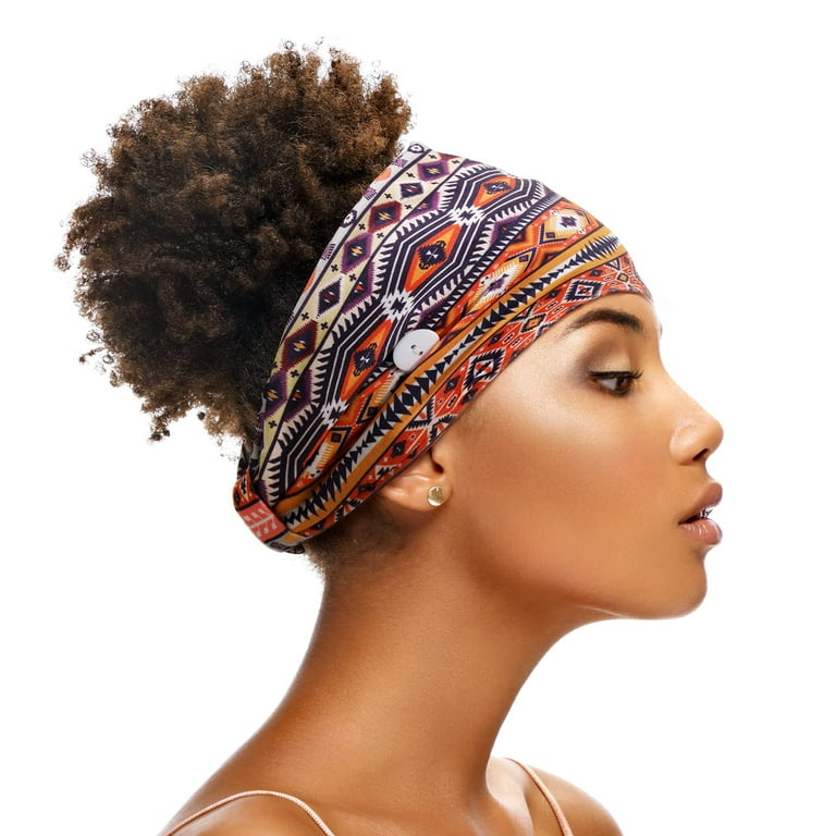 Chuangdi 6 Pieces Headband with Buttons African Headband Bobo Knot Turban  Wide Nurse Button Head Wraps Elastic Headbands Sport Beach Hair Accessories  for Women Girls (Bright Patterns) 