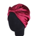 thumbnail image 2 of Visland Women Turban Cap, Fashiion Elastic Stretch Double Layer Satin Hair Care Hat Beanie Headscarf Head Cover Headwrap for Bathing Sleeping Makeup, 2 of 7