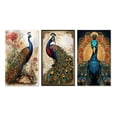 thumbnail image 2 of Designart "Vintage Glorious Peacock Illustration" Animals Peacock Wall Art Set Of 3 - Peacock Blue Canvas Set For Living Room Decor, 2 of 6