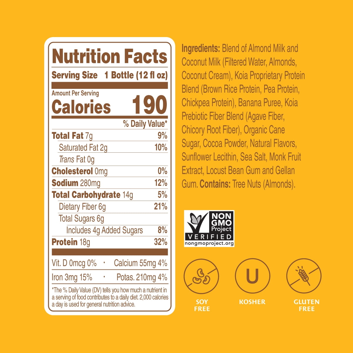 Koia Protein Nutritional Shake, Chocolate Banana, 18g Plant Protein, Non-Dairy Ready to Drink