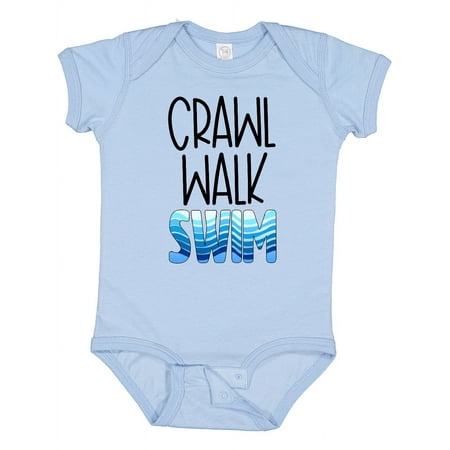 

Inktastic Crawl Walk Swim Wave Design Boys or Girls Baby Bodysuit