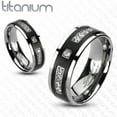 thumbnail image 3 of Her & His Black Cz Stainless Steel Wedding Engagement Ring & Titanium Band Set Women's Size 06 Men's Size 06, 3 of 4