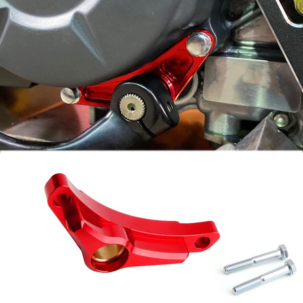 Canitu Soporte de eje de cambio rojo anodizado CNC Billet de aluminio soporte de palanca de cambios soporte de cubierta de piñón con 2 pernos soporte de soporte para Honda CRF110 2013-2023