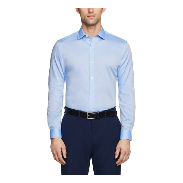 Camisa de vestir Tommy Hilfiger Slim Fit, no planchar, para hombre, azul