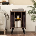 thumbnail image 4 of Gymax Support pour Tourne-Disque avec 4 Compartiments de Rangement, Pieds de Soutien, Station de Recharge, Brun, 4 of 10