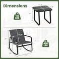 thumbnail image 3 of Gymax 3PCS Outdoor Rocking Bistro Set w/Tempered Glass Table Soft Cushions for Garden, 3 of 10