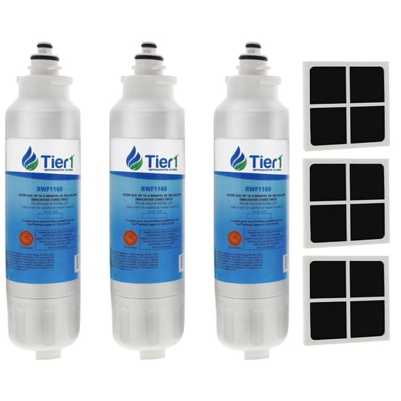 Tier1 ADQ73613401 Refrigerator Water & Air Filter Combo 3-pk | Replacement for LG LT800P, ADQ73613402, Kenmore 9490, 46-9490, 469490, ADQ73613408, DWF-35, LT120F, Fridge Filter