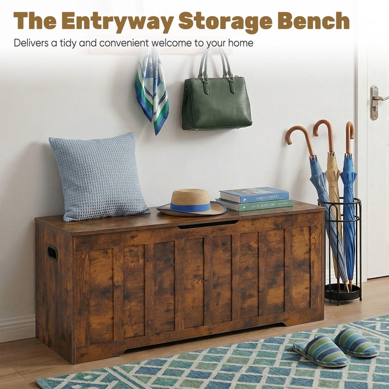 CONCETTA Extra Large Wooden Storage Bench & Chest with Safety