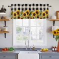 thumbnail image 4 of 2 Panels Sunflower Checkered Valance for Windows, Black Buffalo Plaid Pastoral Flowers Light Filtering Kitchen Curtains, Rod Pocket Window Treatment Curtain Valances for Living Room Bedroom, 54"x18", 4 of 9