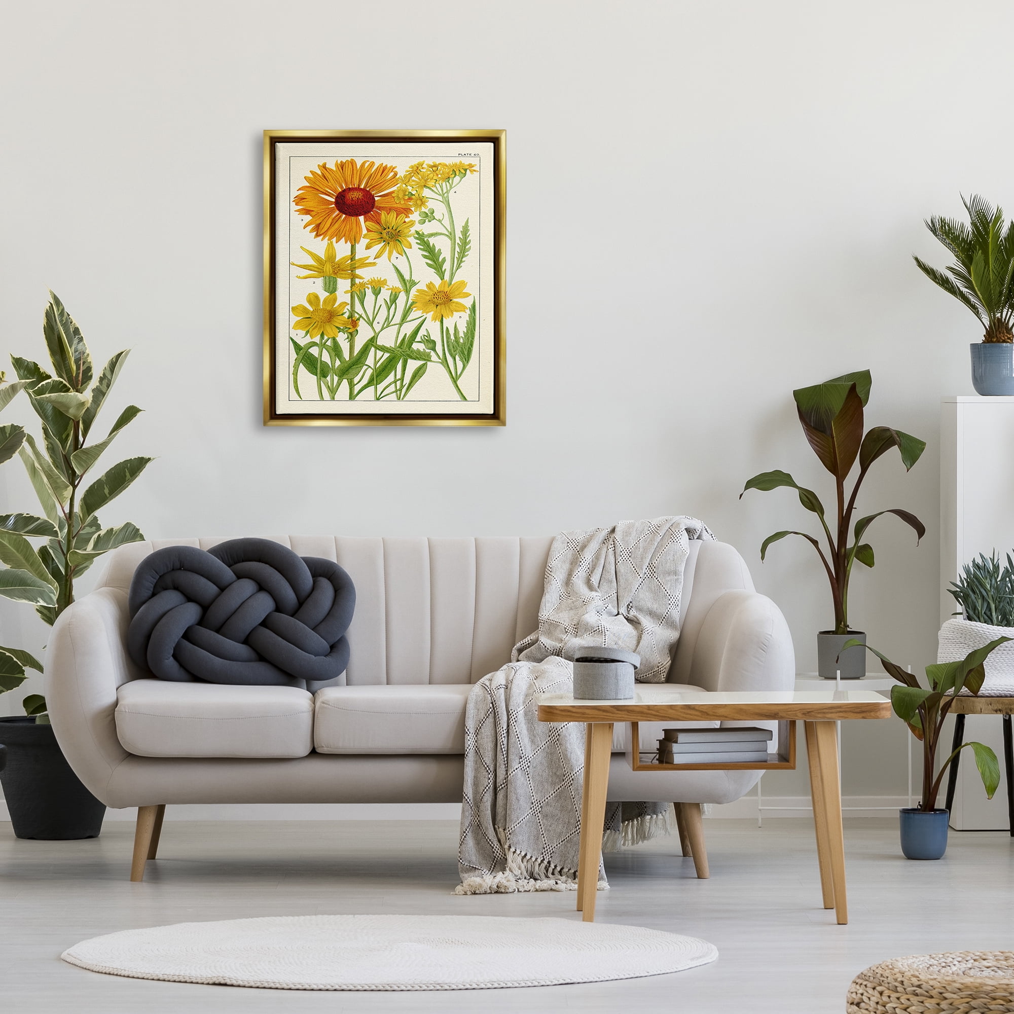 Stupell Industries Yellow Flower Studies Botanical & Floral Painting Gold Floater Framed Art Print Wall Art, 25 x 31
