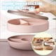 thumbnail image 4 of Bandeja organizadora de bocadillos giratoria de 360 ° de 2 capas con tapa de pétalos y tenedores de frutas extraíbles, contenedor de almacenamiento de alimentos compartimentado de plástico rosa en, 4 of 8