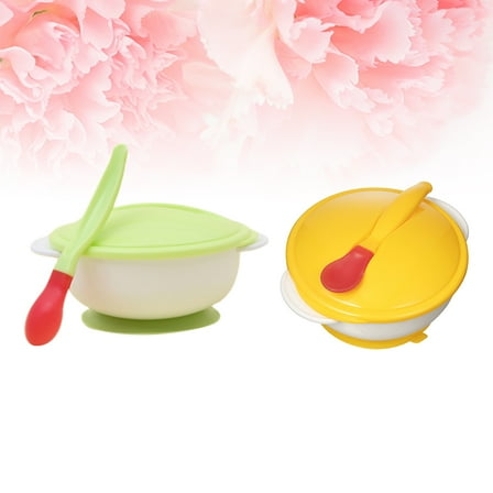 LEORX Baby Suction Plate Suction Bowl Green and White 2 Sets