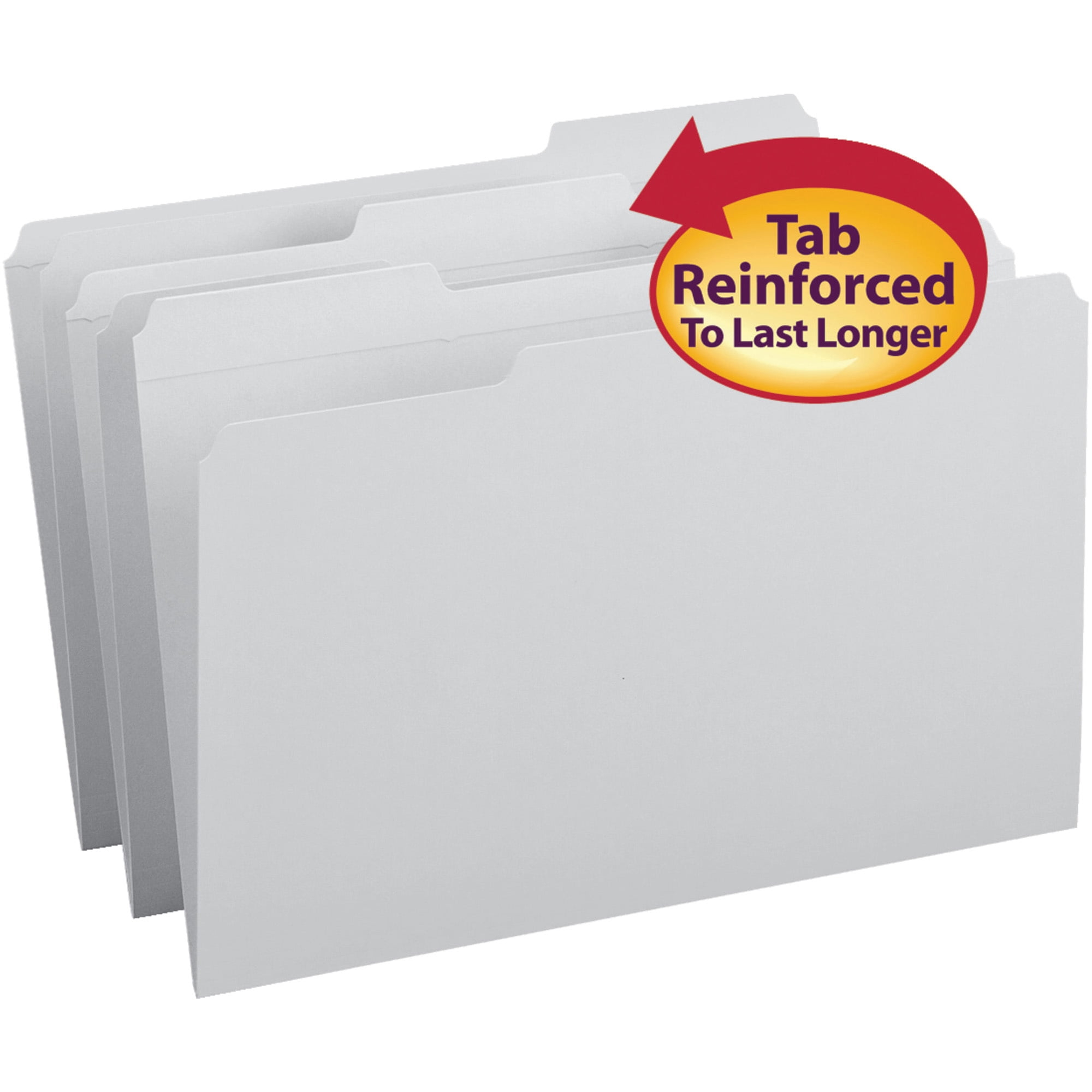 Smead 17334 File Folders, 1/3 Cut, Reinforced Top Tab, Legal, Gray, 100/Box