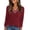Wine, variant on Wutalume Women's Long Sleeve V Neck Color Block Slim Knit Sweater, Fall Soft Lightweight Top, Solid Base Layer for Styling and Comfort,Army Green L