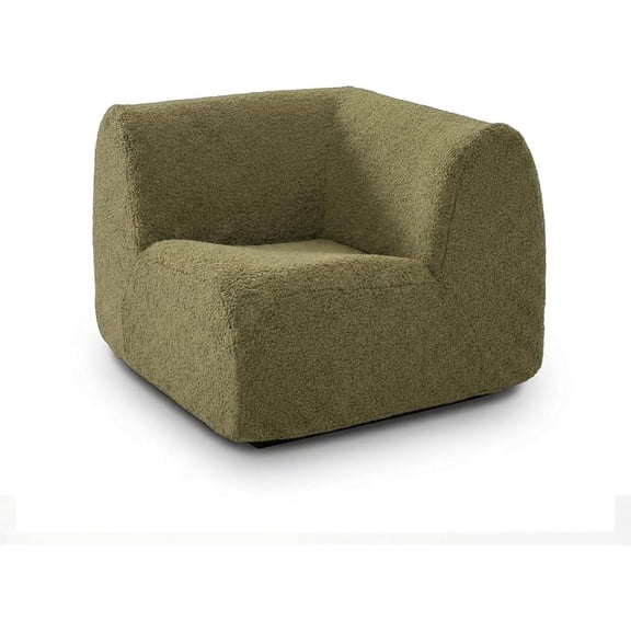 YANGLI Sofa Corner Modular, Modern Boneless Sofa w/ Deep Seat, Sherpa Boucle Cloud Couch, Cozy Teddy L-Shaped Couch, No Assembly, Green