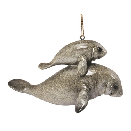 Manatee Ornament Manatee Mother and Baby Christmas Holiday Ornament 4.5 Inches Resin ()