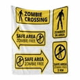 thumbnail image 1 of Zombie Soft Flannel Fleece Blanket, Safe Area Zombie Free Safe Protection Zone Caution Sign from Horror Movie Design, Cozy Plush for Indoor and Outdoor Use, 60" x 80", Yellow Black, by Ambesonne, 1 of 6