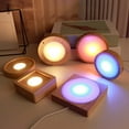 thumbnail image 3 of Difusor de cristal redondo luz de noche base de madera maciza cuadrado LED luz luminosa base USB en stock al por mayor, 3 of 7
