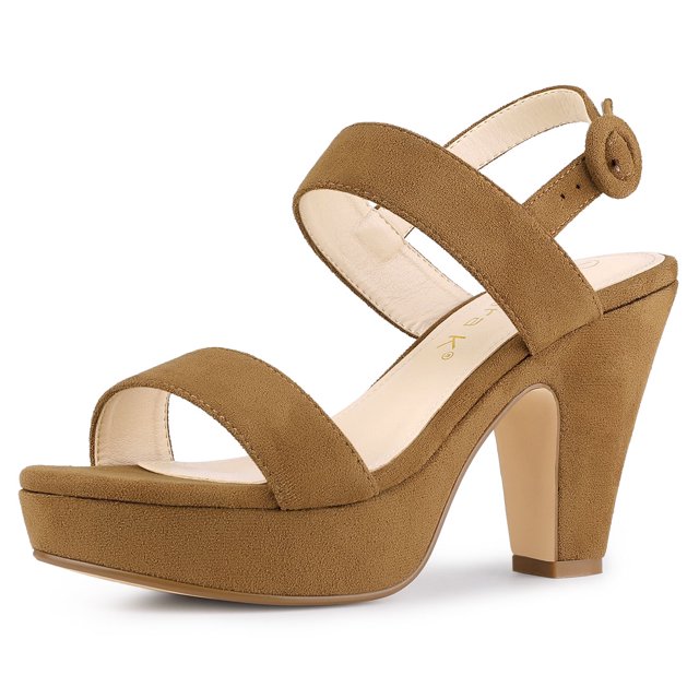 Sandalias Talón Abierto Plataforma Talón Grueso Para Mujeres Marrón 39