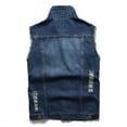 thumbnail image 3 of LZLER Mens Denim Vest Sleeveless Fashion Ripped Retro Jean Vest Jacket, 3 of 5