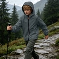 thumbnail image 6 of BLVB Kids Rain Jacket Waterproof Raincoats Boys Girls Lightweight Zip up Hooded Windbreakers for Climbing Camping Casual(Dark Gray,6-7 Years), 6 of 9