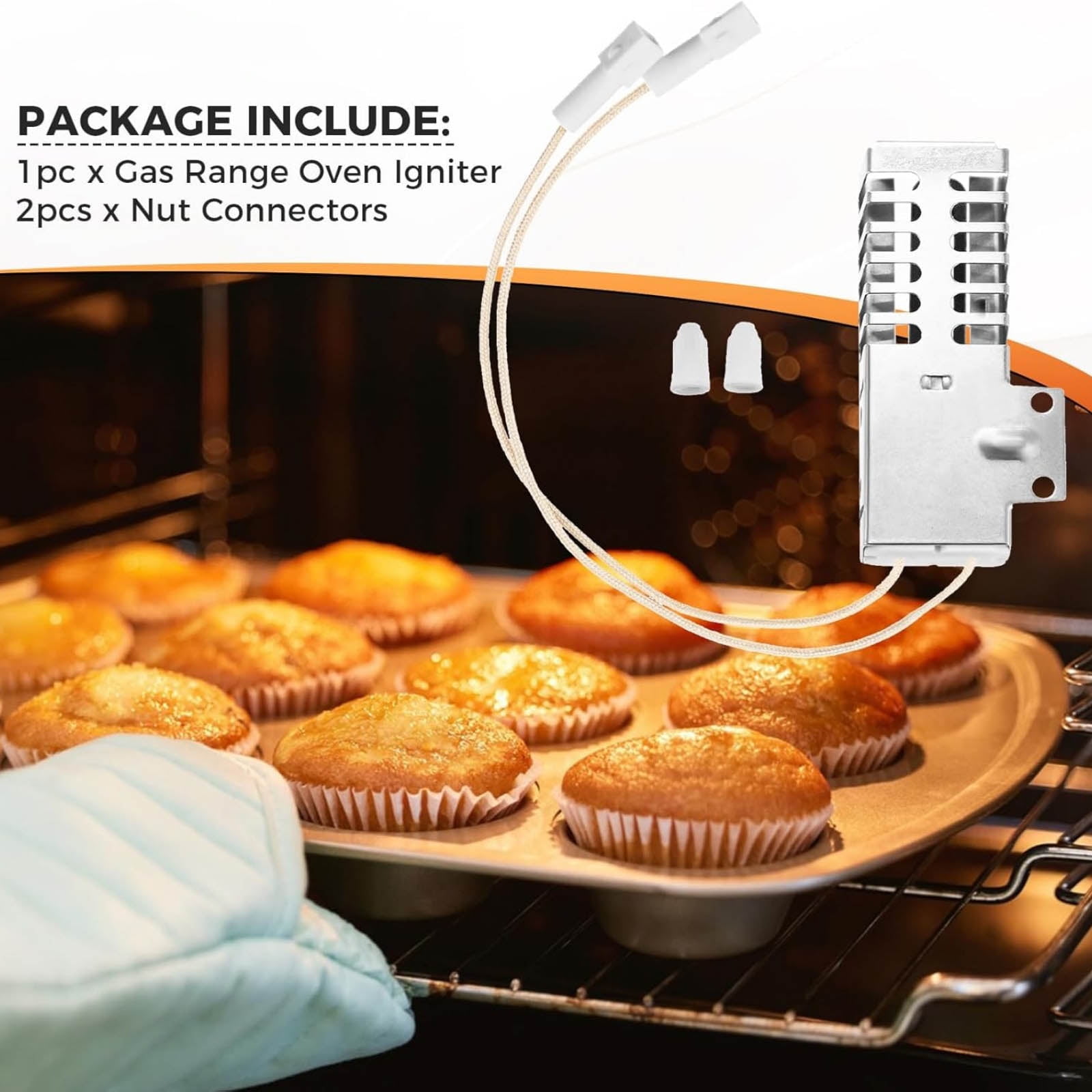CSYANXING Range Oven Igniter 120V Quality Materials Aluminum Alloy ABS With 2 Nut Connectors For Samsung NX58K9850SS NX58K9852SG Oven