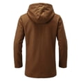 thumbnail image 4 of Ceisia Men's Solid Hooded Wool Blend Coat Zip Button Hybrid Windproof Long Sleeve Outerwear Gift, 4 of 9