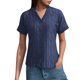 thumbnail image 1 of Camisa de punto jacquard holgada con cuello en V para mujer: manga corta, detalle de cordones, informal de verano, fácil de cuidar, 1 of 1