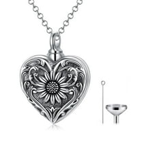 AOBOCO Cremation Jewelry for Ashes, Sterling Silver Sunflower Urn Necklace, Memorial and Meaningful Jewelry Gifts Necklaces for Women, Urn Necklace for Human Ashes Pet Ashes
