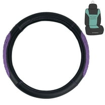 FH Group 14.5 - 15.5" Faux Leather and Purple Ultra Grip Silicone Steering Wheel Cover with Air Freshener