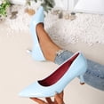 thumbnail image 4 of Gpaecead Women's Pointed Toe Kitten Heel Pumps Patent Leather Elegant Cushioned Dress Heels For Office Wedding Party Formal Events Light Blue, 4 of 5