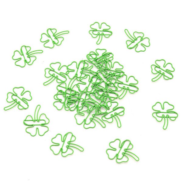 100 Pcs Paper Clips Four Leaf Clovers Bookmarks Office Clips Decorative Paper Clips School Office Supplies