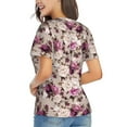 thumbnail image 3 of Vsdgher Rose Flowers Women Shirts V Neck Short Sleeve Tops T-Shirt Basic Tees, S to 3XLMedium, 3 of 5