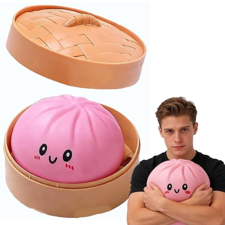 RKSTN 4 PCS Colorful Dumpling Stress Balls Fidget Toys Squeeze Toys with Steamer Boxes for Cute Gift Soft Squeeze Decompression Dough