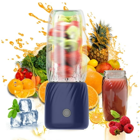 Btomtd Portable Juicer Machines and Blenders, 12oz USB Rechargeable Handheld Fruit Juicer with 6 Blades, Juicer for Shakes and Sports Travel, Blue