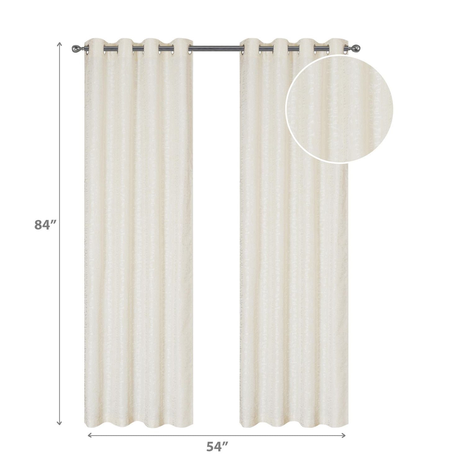 IH Casa Decor Jacquard Panel W 8 Grom Bowties Ivory 84" - Set of 2