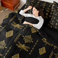 thumbnail image 4 of Feelyou Dragonfly Bedding Comforter Set 7pcs, Yellow Boho Aztec Damask King Bedding Sets, 4 of 8