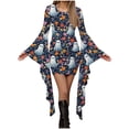 thumbnail image 1 of Fewfanhot Robes d'Halloween pour Femmes 2025 Élégantes, Chics et Décontractées, Robe à Col Rond avec Imprimés Effrayants et Style Asymétrique, Robe Chandail à Empiècements, 1 of 5
