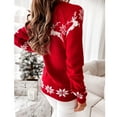 thumbnail image 5 of Herrnalise Women's Knitted Crop Tops Fashion Round Neck Christmas Print Comfortable Long Sleeve Loose Sweater Top Pullover Jumper Sweaters, 5 of 7