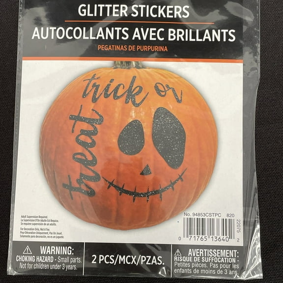 Fun World Pumpkin Pro Pumpkin Glitter Sticker Kit~ TRICK OR TREAT