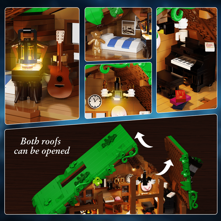 BuildingBoat Folk Cabin Building Block Set, 664 pcs, Warm