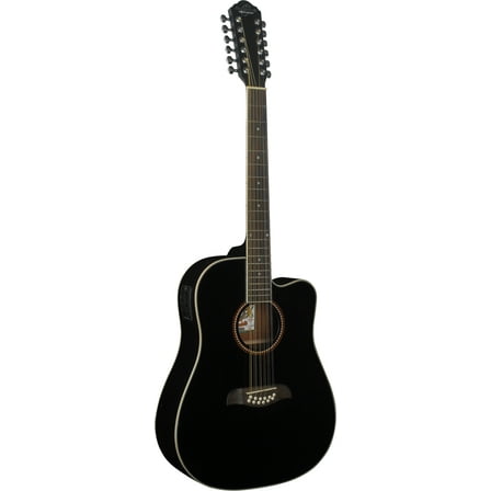 Oscar Schmidt OD312CE 12-String Acoustic Electric Guitar, Black