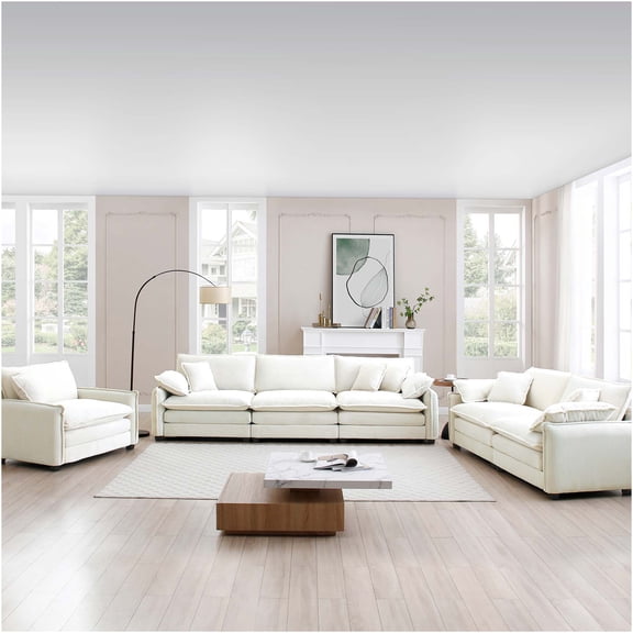 JERFIT Modern 6-Piece Modular Sectional Sofa Set with Chaise, Plush Corduroy Upholstery, Deep Seating & Memory Foam Cushions for Living Room