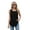 Black, variant on Women's Vertical Rib Knit Shell - Breathable Round Neck Lounge Vest with Elastic Texture