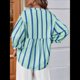 thumbnail image 4 of Blusa de Verano A Rayas con Cuello en V y Mangas Abullonadas para Mujer, Estilo Babydoll, Holgada e Informal Verde S, 4 of 9
